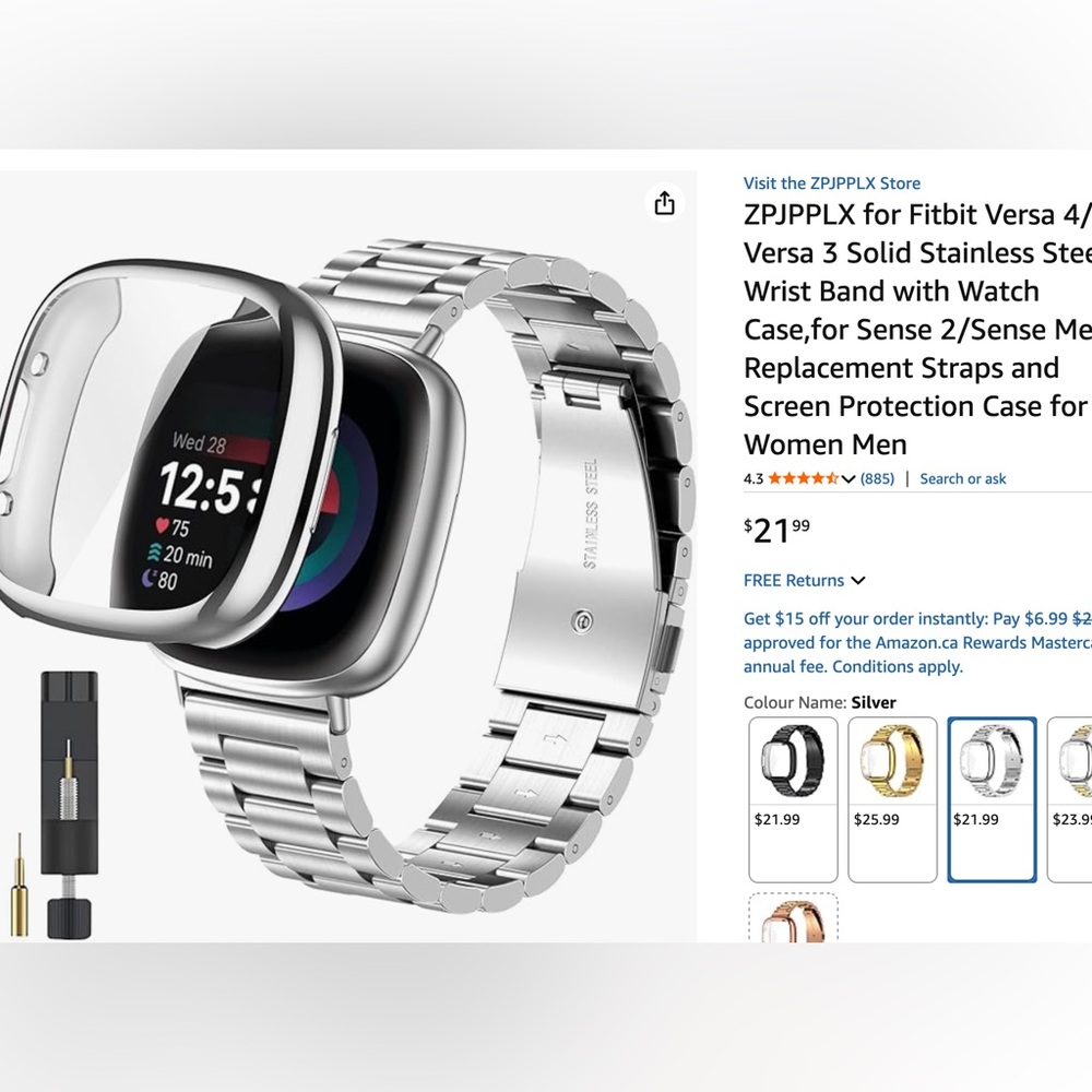 Stainless Steel Fitbit Versa 3/ Sense Strap and Case